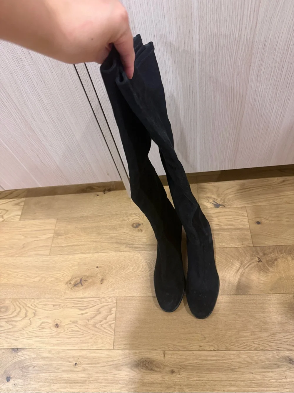 Stuart Weitzman Black Suede 50/50 Block Boot